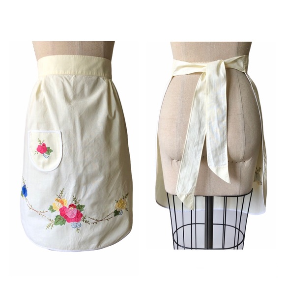 Vintage Other - Vintage Hand Made Floral Embroidered Retro Apron